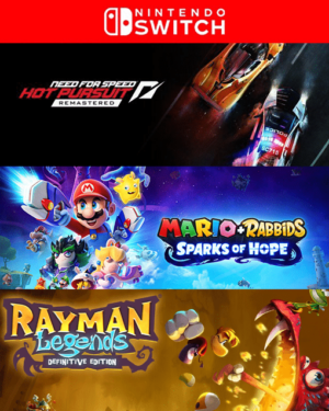 3 EN 1 MARIO+RABBIDS SPARKS HOPE + NEED FOR SPEED HOT PURSUIT + RAYMAN LEGENDS  NINTENDO SWITCH