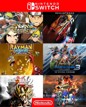 6 EN 1 NEED FOR SPEED+RAYMAN LEGENDS+NARUTO SHIPPUDEN+MONSTER ENERGY+DRAGON BALL X+SONIC FORCES -NINTENDO SWITCH