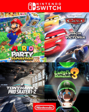5 EN 1 LUIGIS + MARIO PARTY + CARS 3+  TONY HAWKS I & II NINTENDO